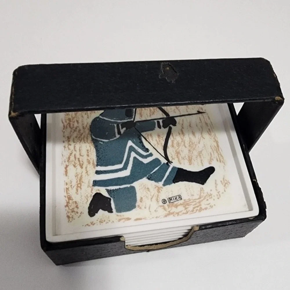 Vintage Ornamin by Ornamold Montreal‎ Plastic Coasters Set Made In Canada